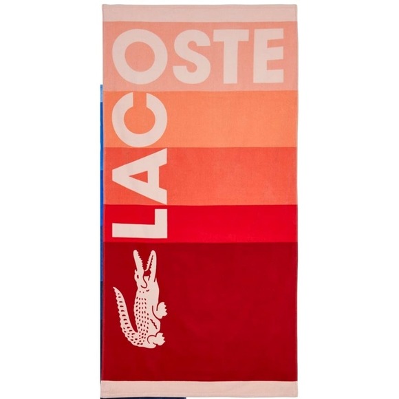 Lacoste‎ Beach Towel Oversized Cotton Velour Absorbent Soft Crocodile Logo Red - Picture 1 of 6